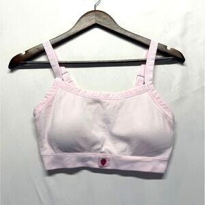 Icy Hot Lingerie Sports Bra Womens Large Pink‎ Textured Nylon Padded Seamless